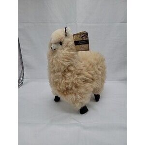 Artisanal Cream Alpaca Plush Real Alpaca Fur Stuffed Animal Handmade Toy 11"